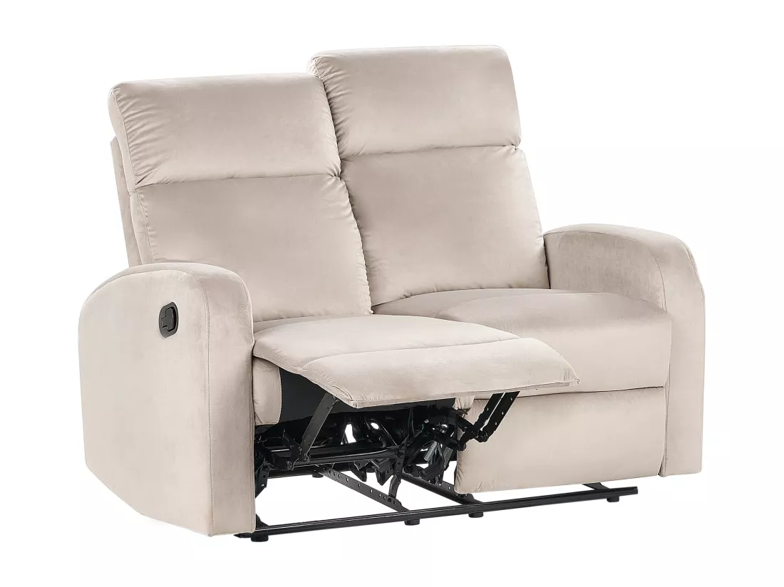 Canapé 2 places inclinable manuellement en velours beige VERDAL