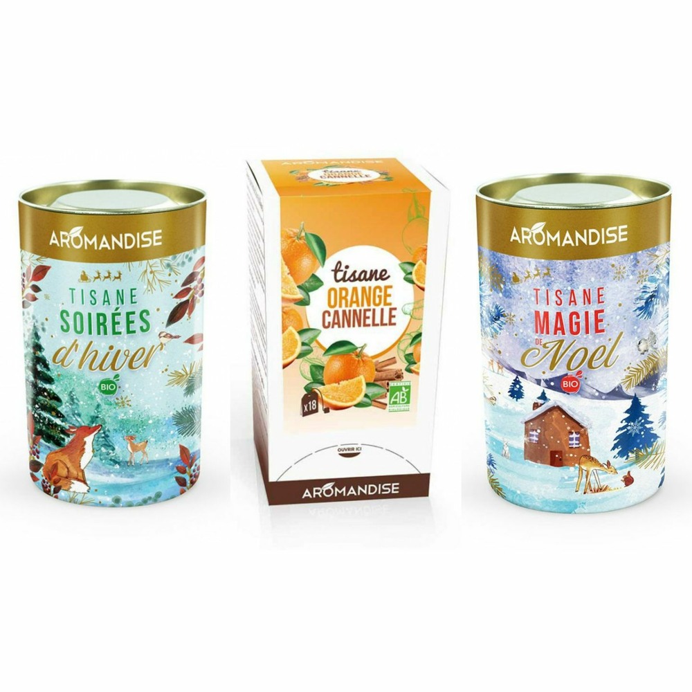 Trio tisanes festives - soirées d'hiver + magie de noël + orange cannelle