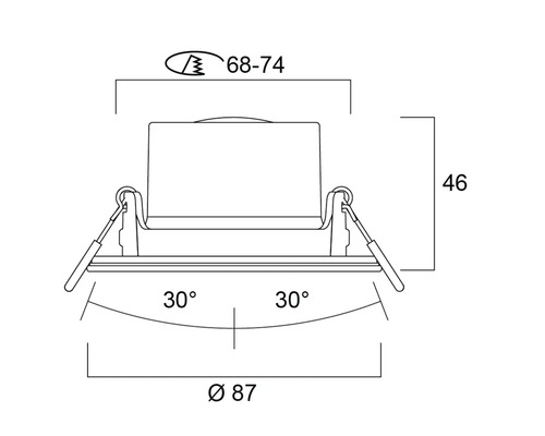 LED inbouwspot, draaibaar, IP44, 5,5W, 550 lm, verstelbaar, wit, Ø 8,7/6,8-7,4 cm, 230V