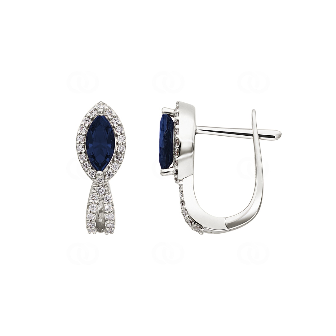 Kreolen 750/18 K Weissgold mit Saphiren und Diamanten 0.24 ct H/si