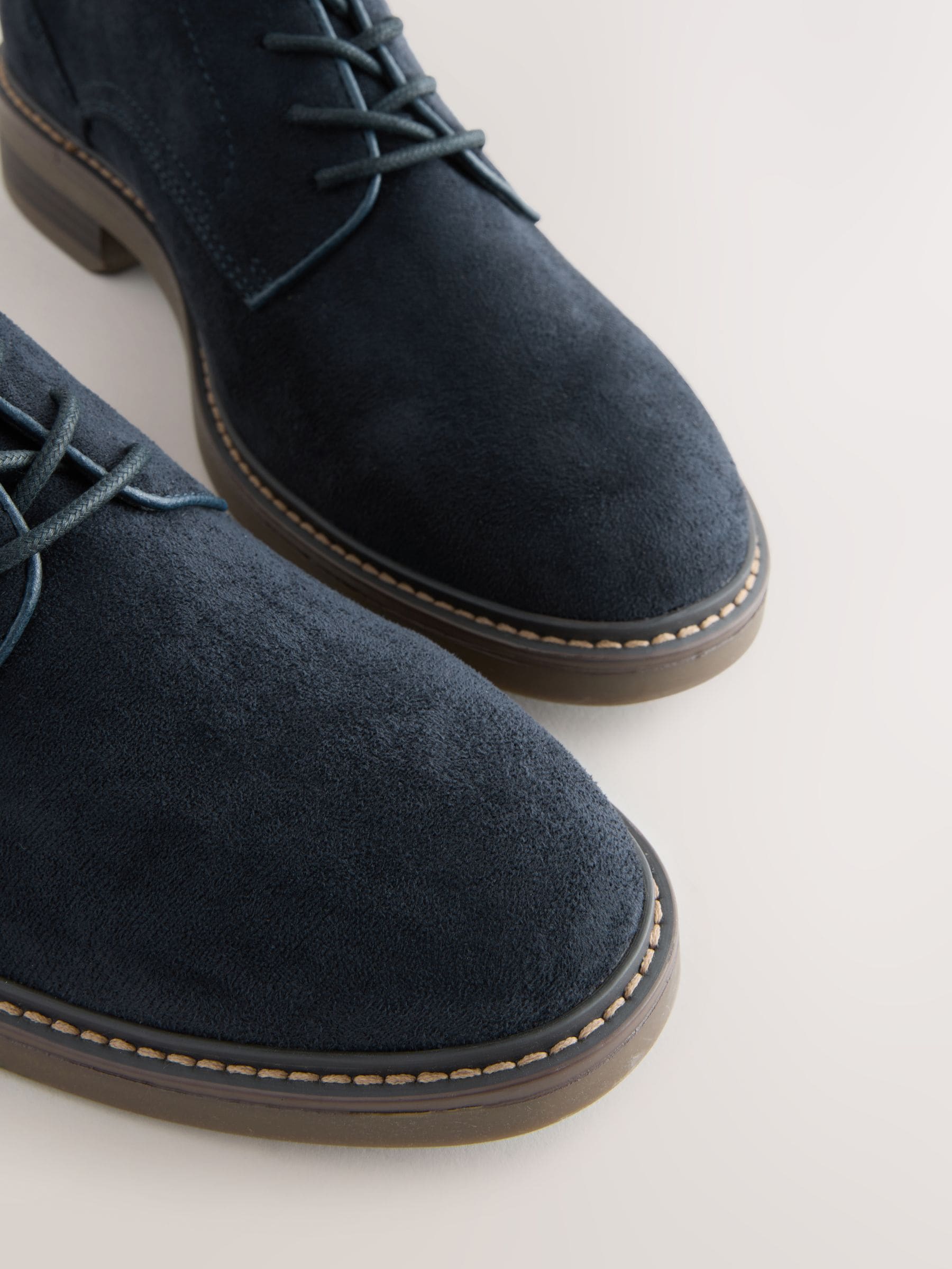 Marineblauw - Suedette Derby schoenen