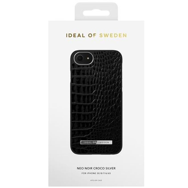 iPhone SE (2022/2020) / 8 / 7 / 6S / 6 Hardcase Hülle Atelier Case (IDACSS21-I7-306) - Neo Noir Croco / Silver