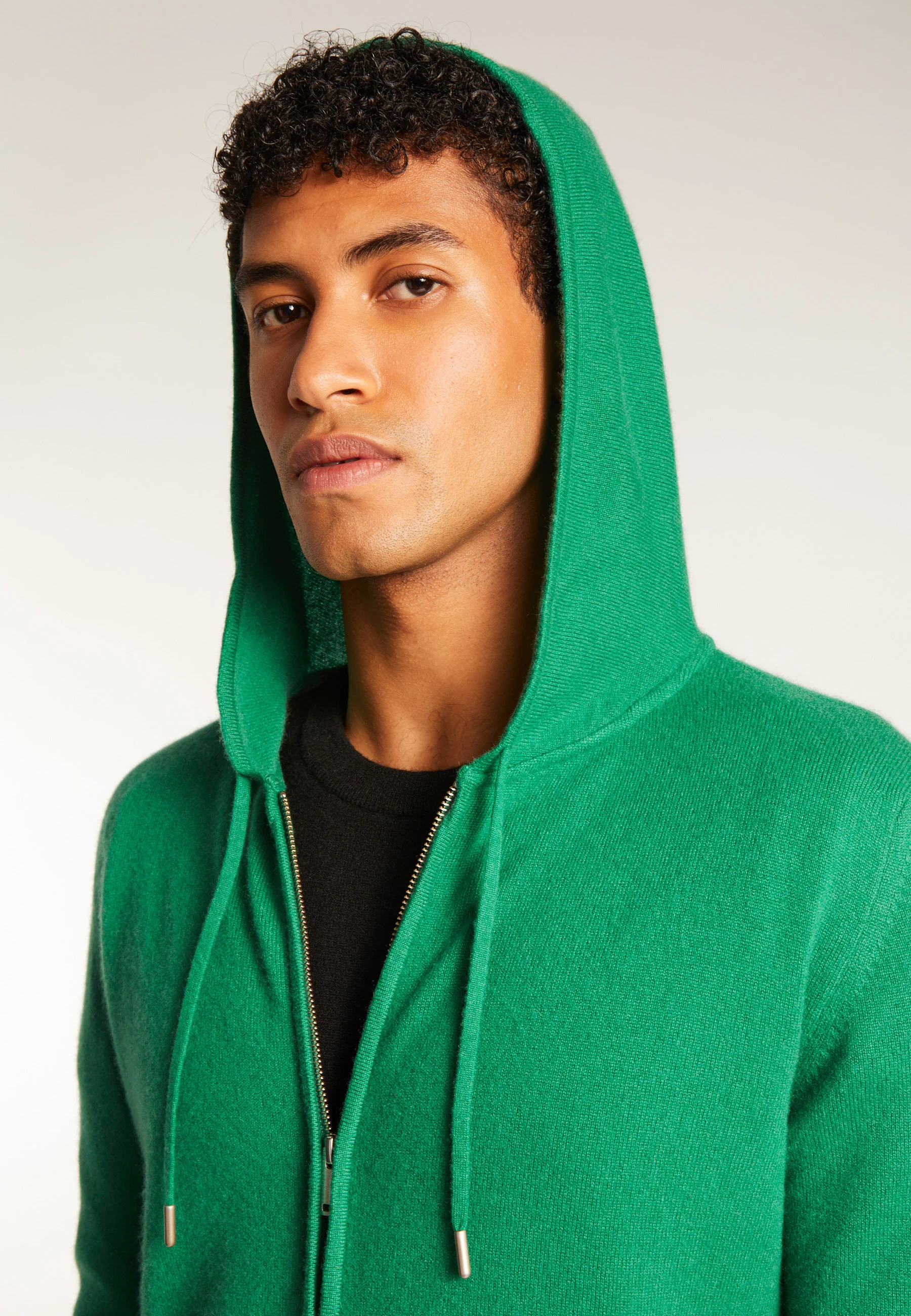 EMILIENAH24 - Veste zippée à capuche en cachemire | Vert