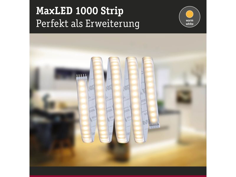 Paulmann LED-Stripe MaxLED 1000 2700 K, 1 m Verlängerung Beschichteter LED-Streifen, kürzbar