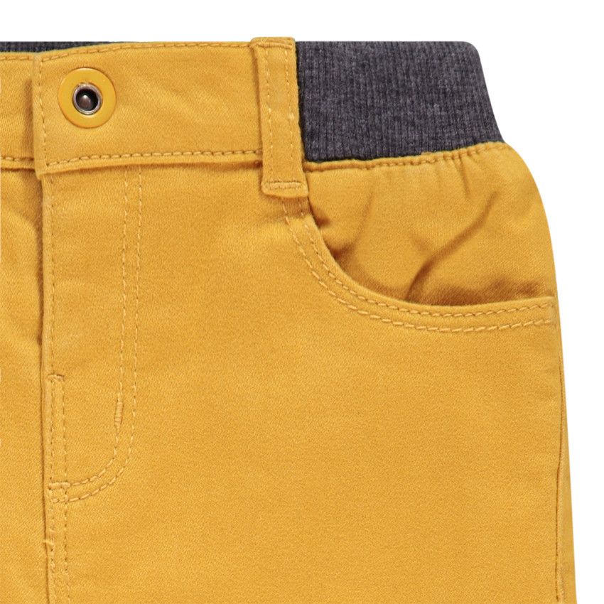 Pantalon en twill effet molleton uni avec ceinture rib pour bébé garçon - Moutarde