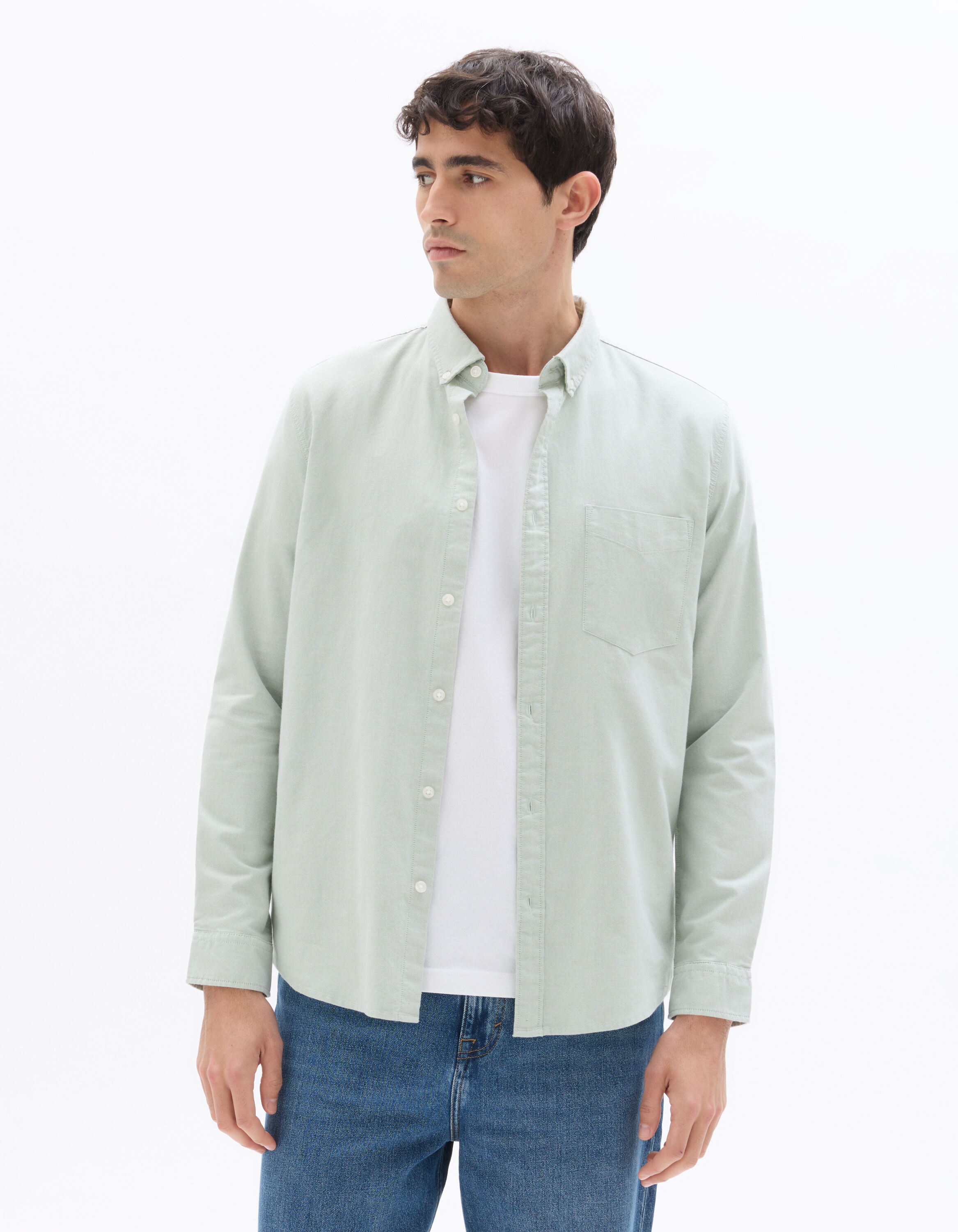 Chemise regular 100% coton oxford - sauge