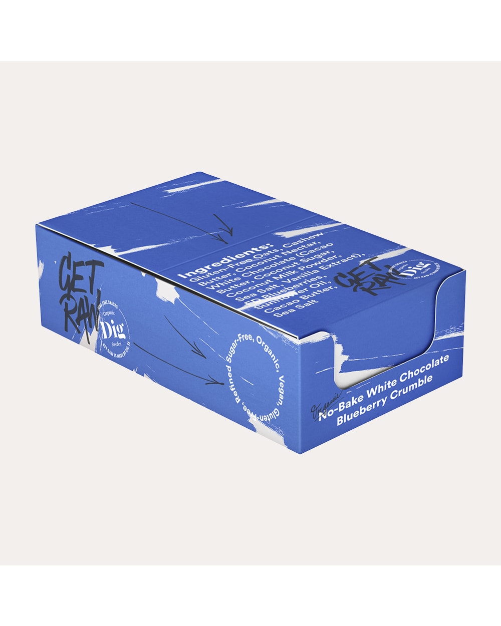 Get Raw Smulpaj No-Bake White Chocolate Blueberry Crumble 12x35g