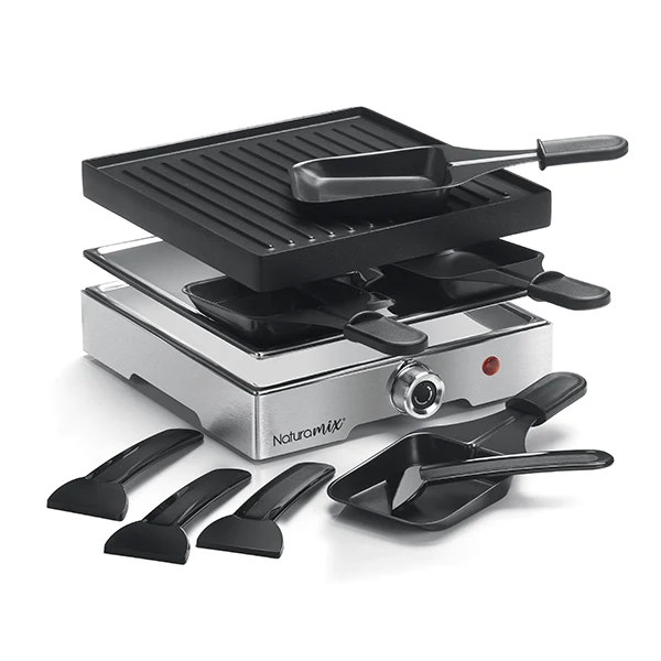 Appareil raclette-gril électrique 4 poêlons 750 W Naturamix