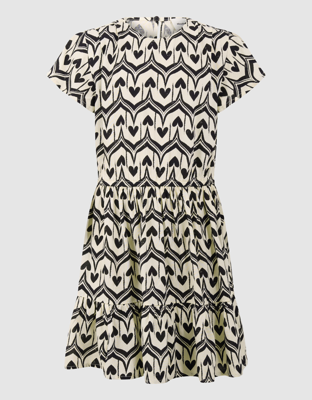 Heart Print Mini Jurk Zwart