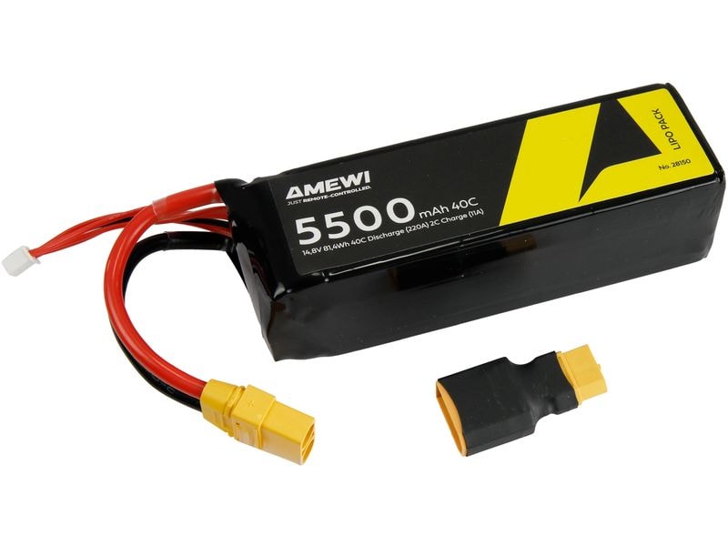 Amewi RC-Akku LiPo 4S 14.8 V 5500 mAh 40C XT90 Hochleistungsfähiger LiPo Akku für RC-Modelle