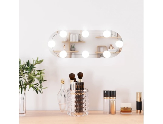 VIDAXL - Miroir mural avec lumières led 15x40 cm verre ovale