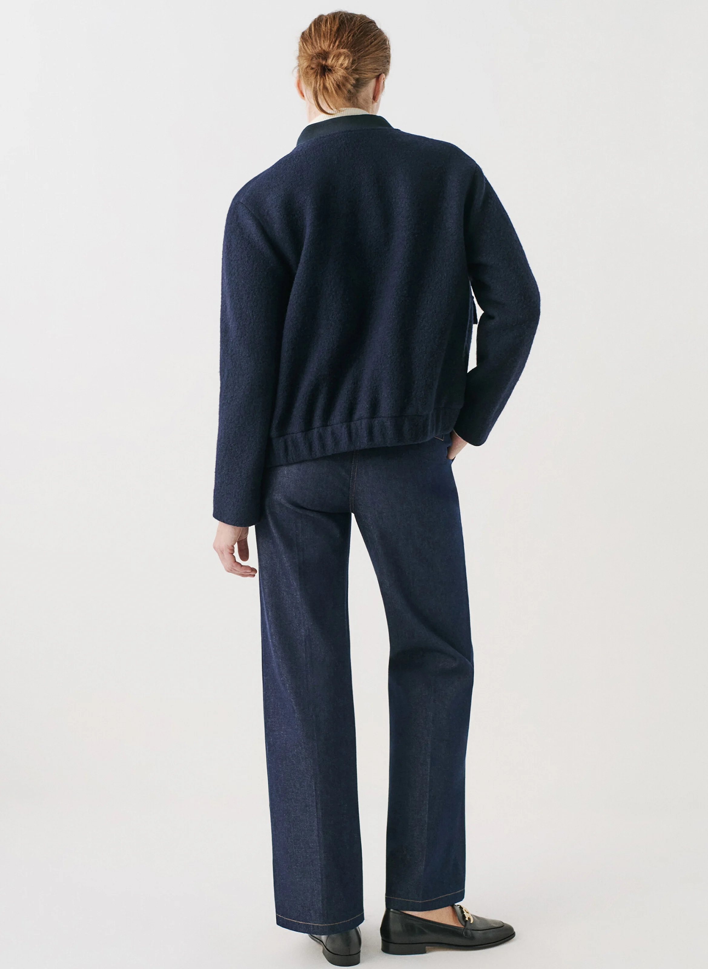 GVALENTIN - Veste droite col teddy en laine | Bleu