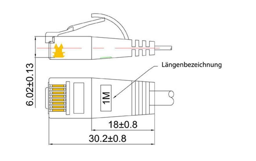 Slimpatchkabel RJ-45 - RJ-45, Cat 6, UTP, 0.75 m, WeissUnscreened/Unshielded Twisted-Pair-Kabel (UTP) mit Klinkenschutz