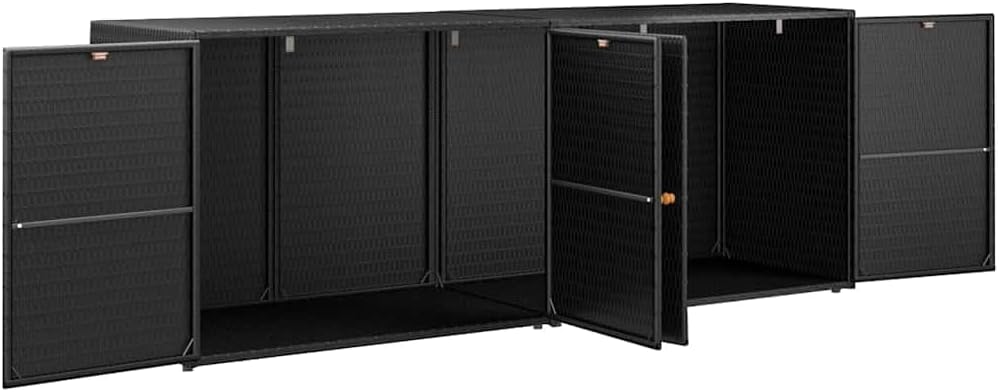 vidaXL Gartenschrank Geräteschrank Haushaltsschrank Beistellschrank Aufbewahrungsschrank Schrank Garten Balkon Schwarz 198x55,5x80cm Poly Rattan