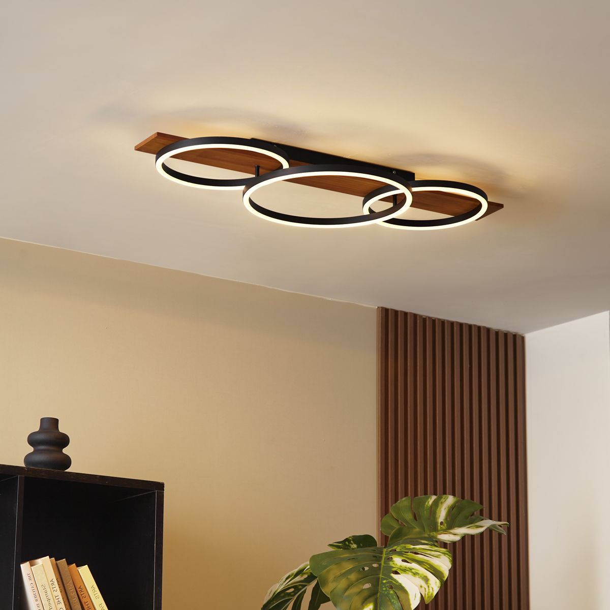 Design plafondlamp zwart rond incl. LED 3-staps dimbaar 3-lichts - Nimue
