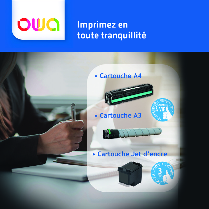 Cartouche d'encre remanufacturée OWA - haute capacité - 3 Couleurs - pour HP 62XL 3C