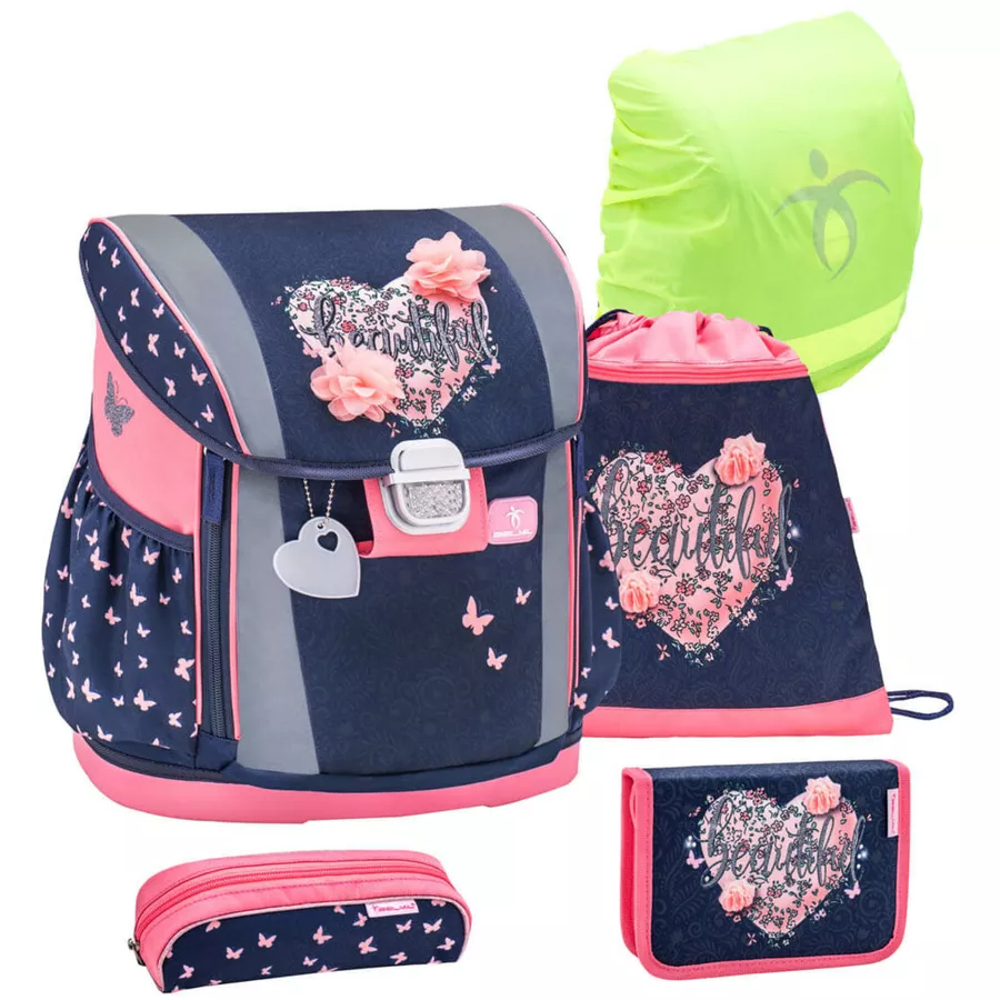 Belmil Schulranzen Customize-me Schulranzen Set 5-teilig mit Brustgurt, Hüftgurt Beautiful Flowers