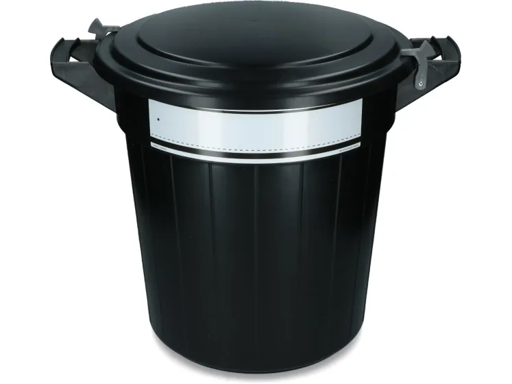 Storage bucket 80 l black, lid, lock and writing label 1 st