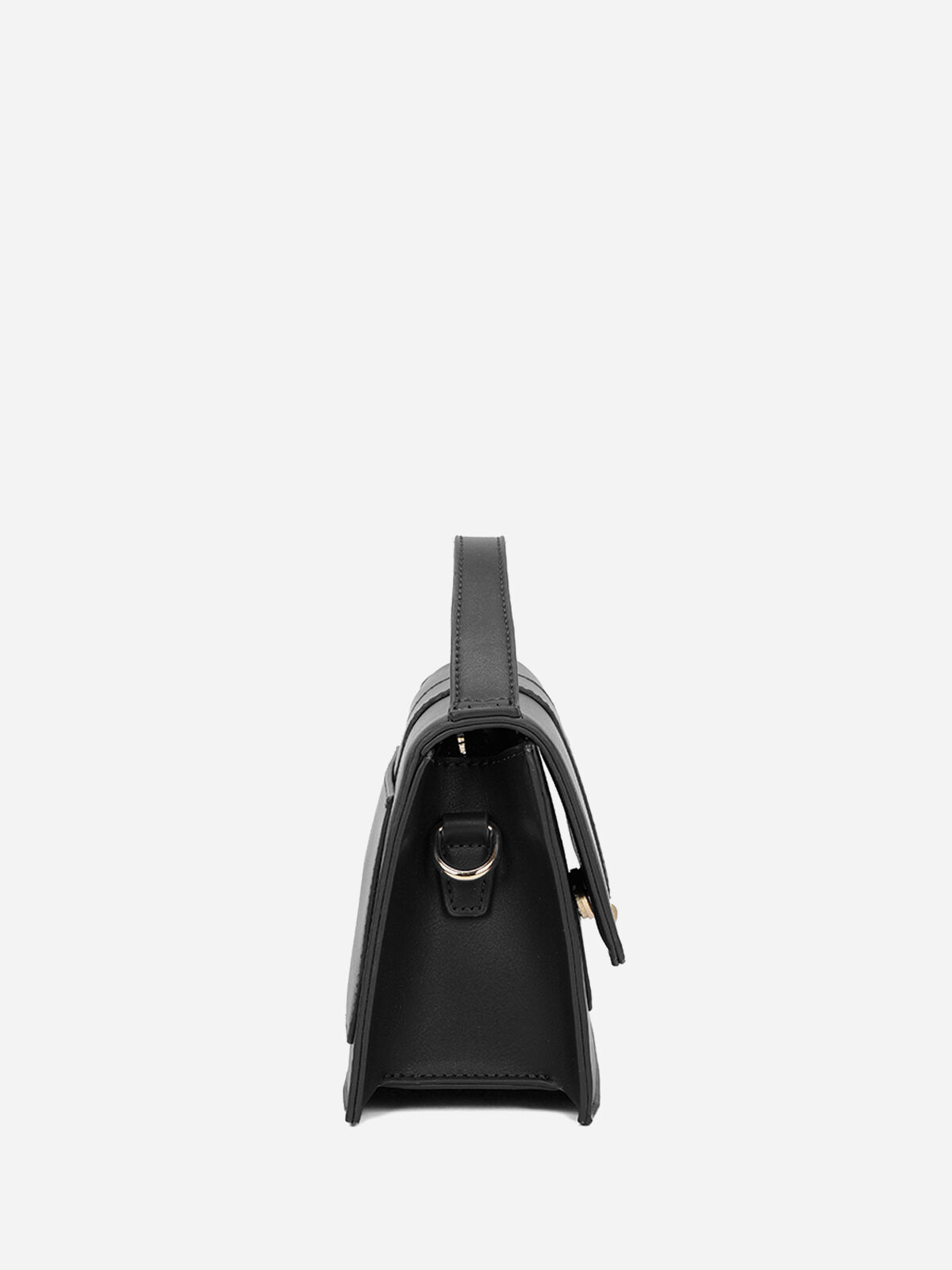 Mini sac rectangle à fermoir doré- Noir