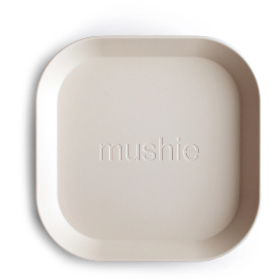 mushie Teller eckig 2 Stück, Ivory