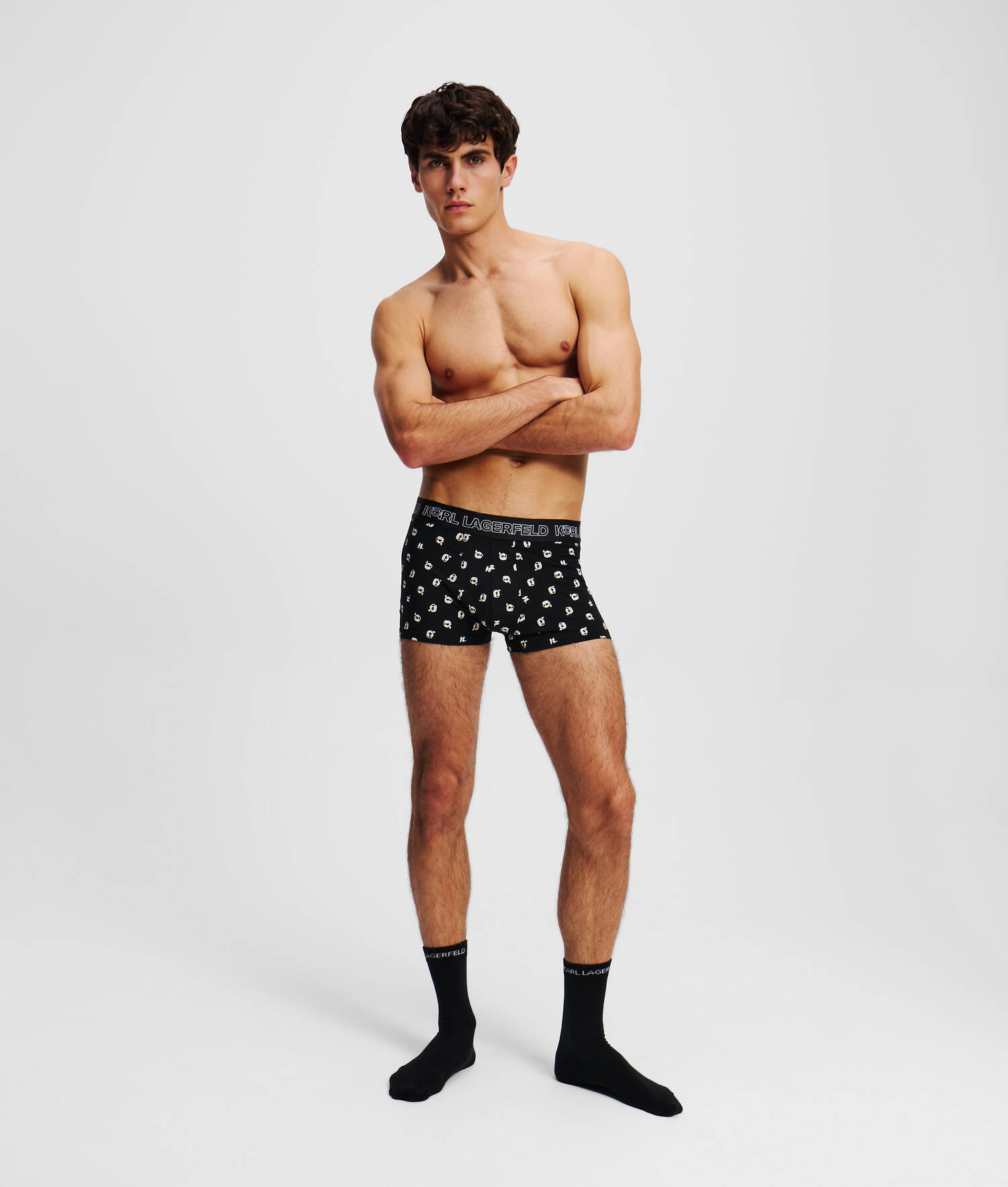 COFFRET CADEAU CALEÇON ET CHAUSSETTES IKON - Mini motif all over noir