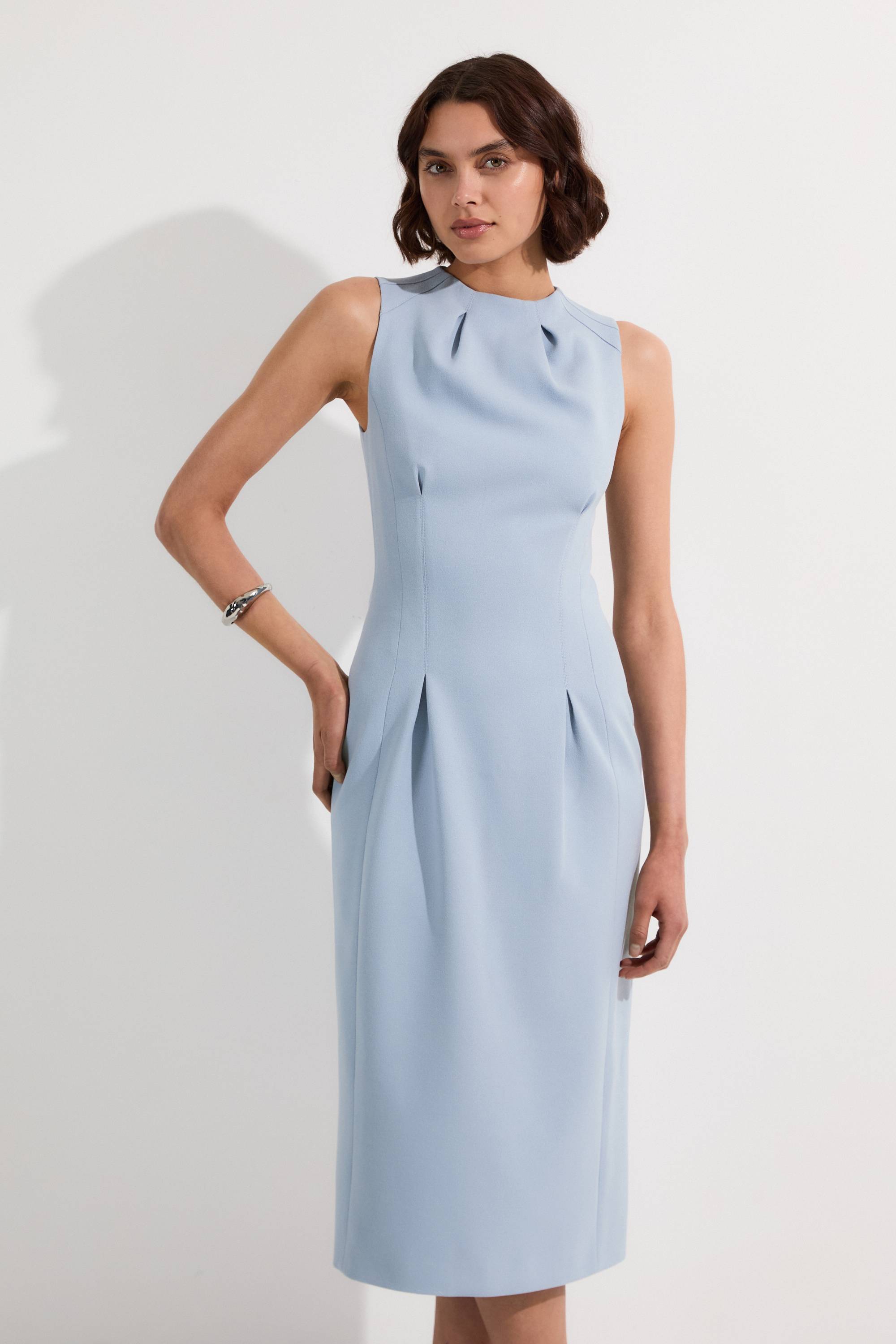 KarenMillen Tall Structured Crepe Sleeveless Tailored Pencil Midi Dress