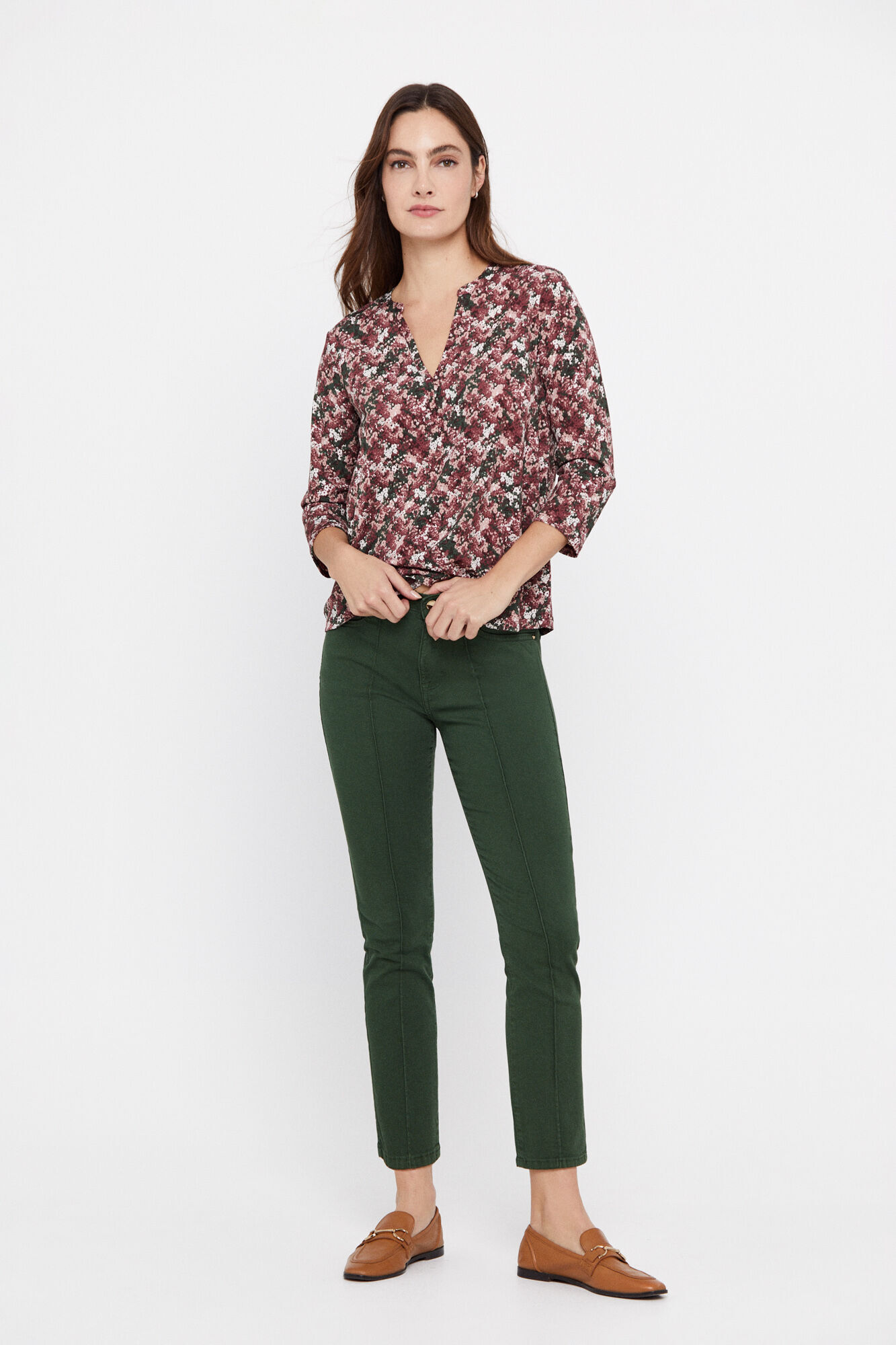 Top stitch cuello tiralla - Cinza em relevo