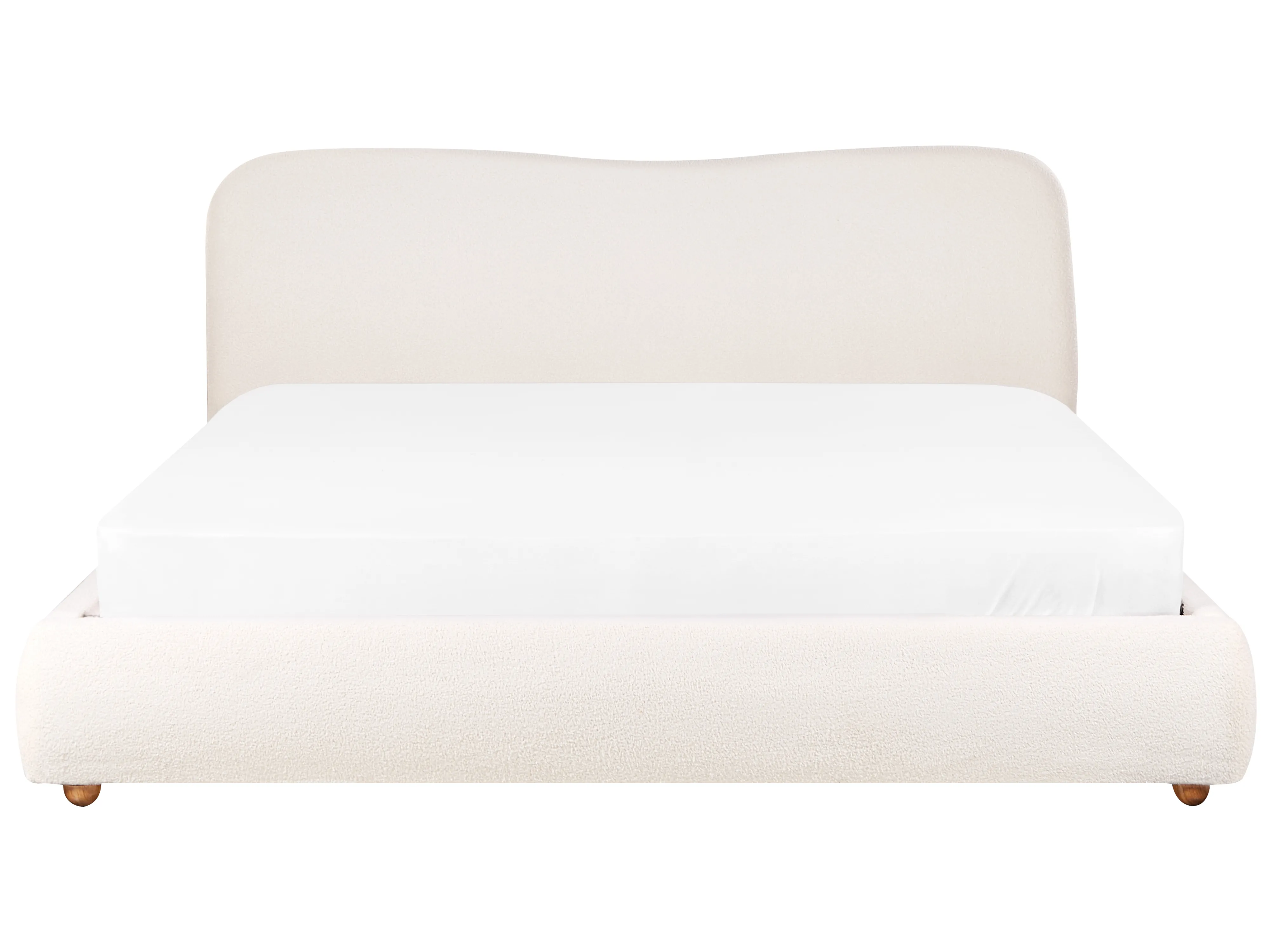 Bed met opbergruimte Bouclé BLAGNAC 180 x 200 cm Gebroken wit