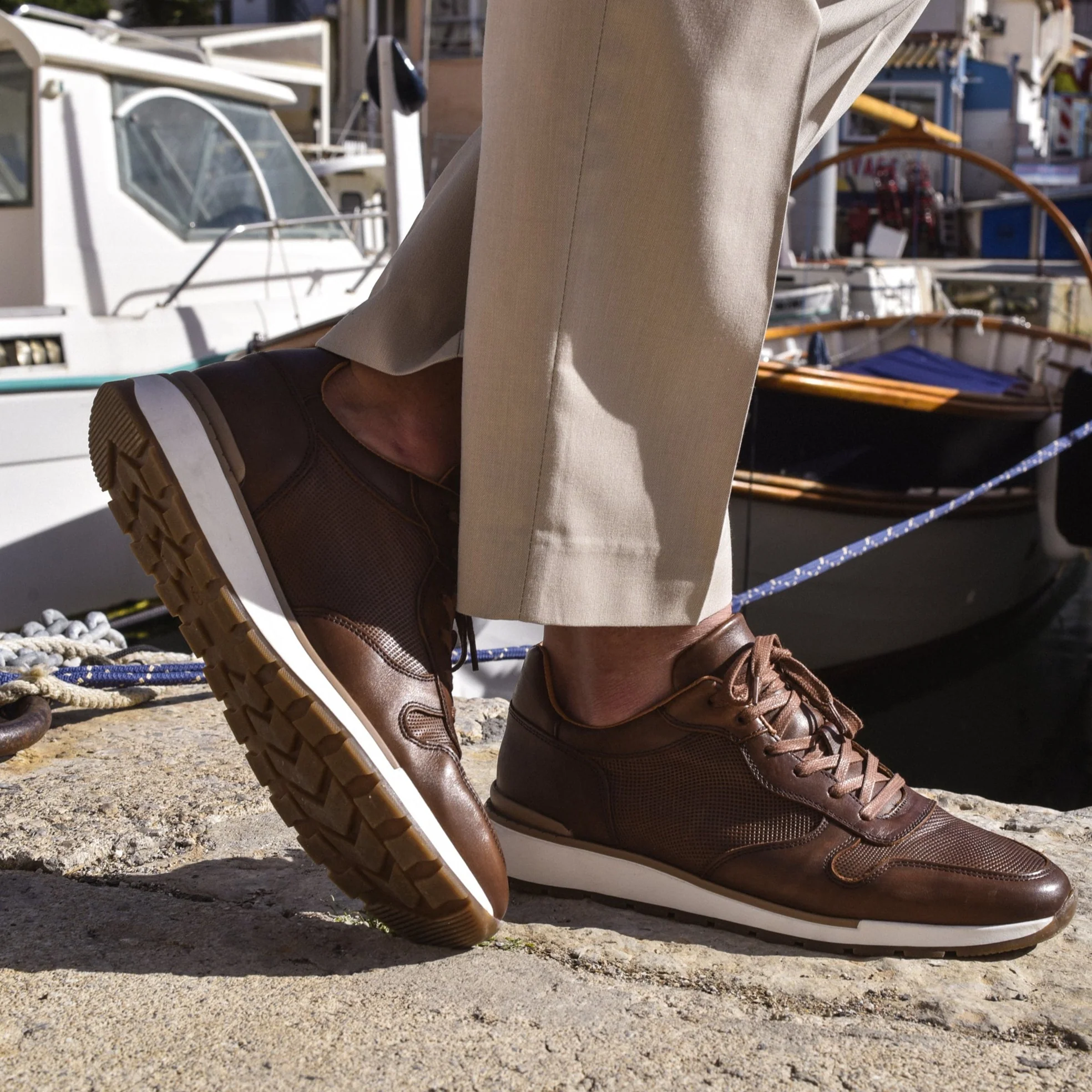 Jako-Sneakers / basket en cuir marron