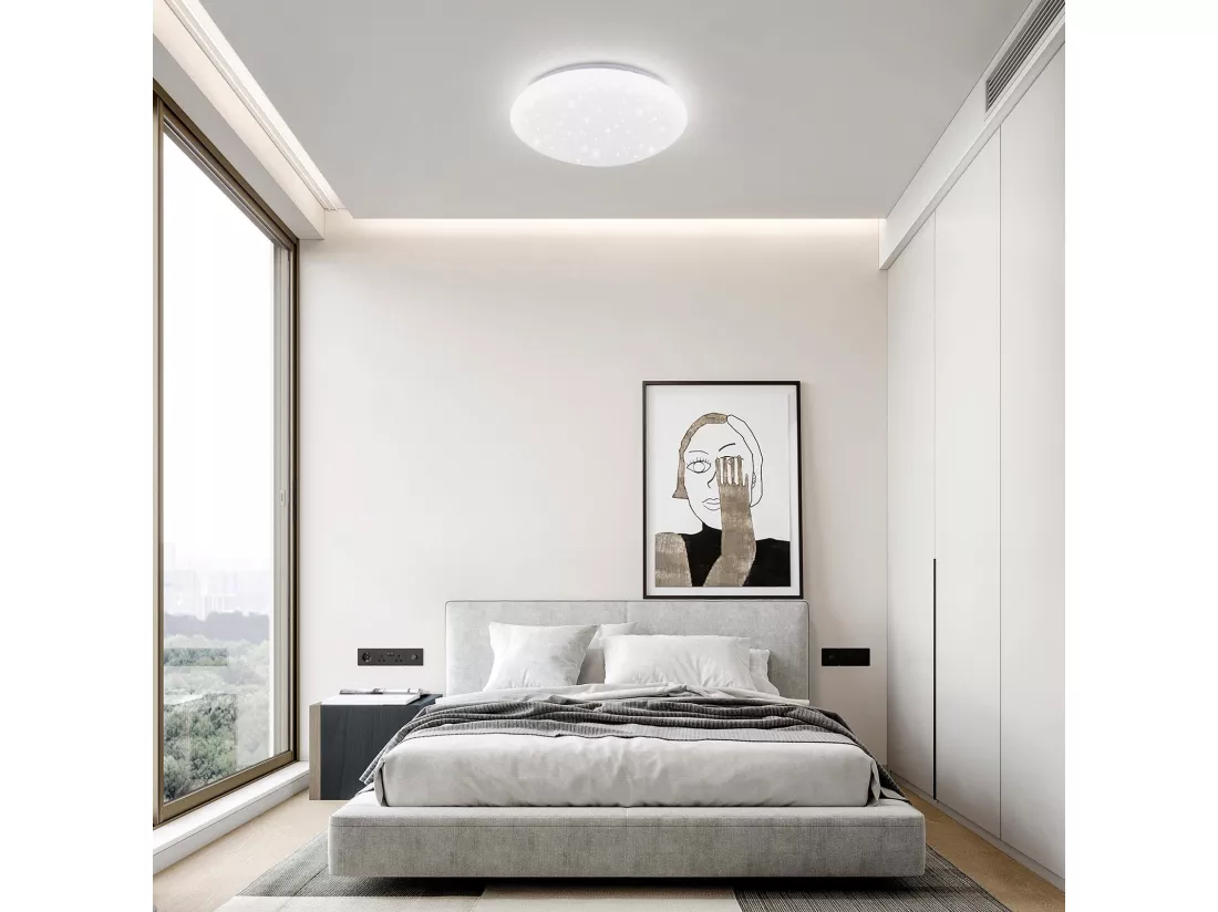 NETTLIFE Plafonnier LED 12W, 6000K, 25cm Blanc Neutre Éclairage de Plafond Ciel Étoilé Lampe de Couloir Ronde pour Chambre d'Enfant Salon