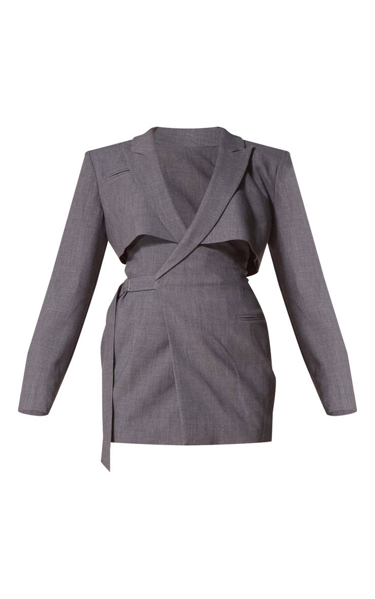 Charbon Robe Blazer Avec Détail De Lien Noué Sur Le Côté Et Étiquette Plt