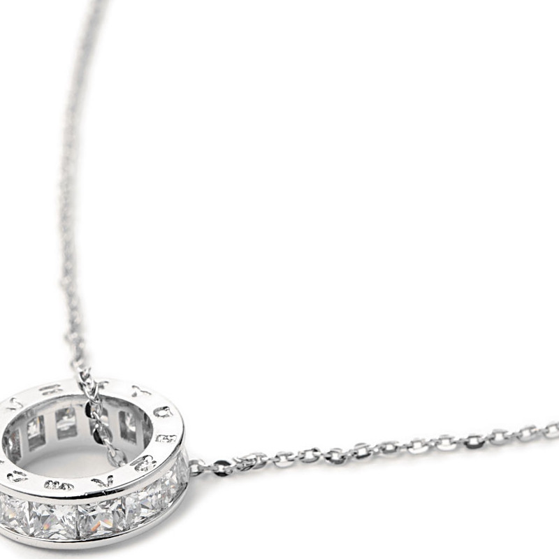 Collier plaqué Rhodium et Cubic Zirconia Blanc