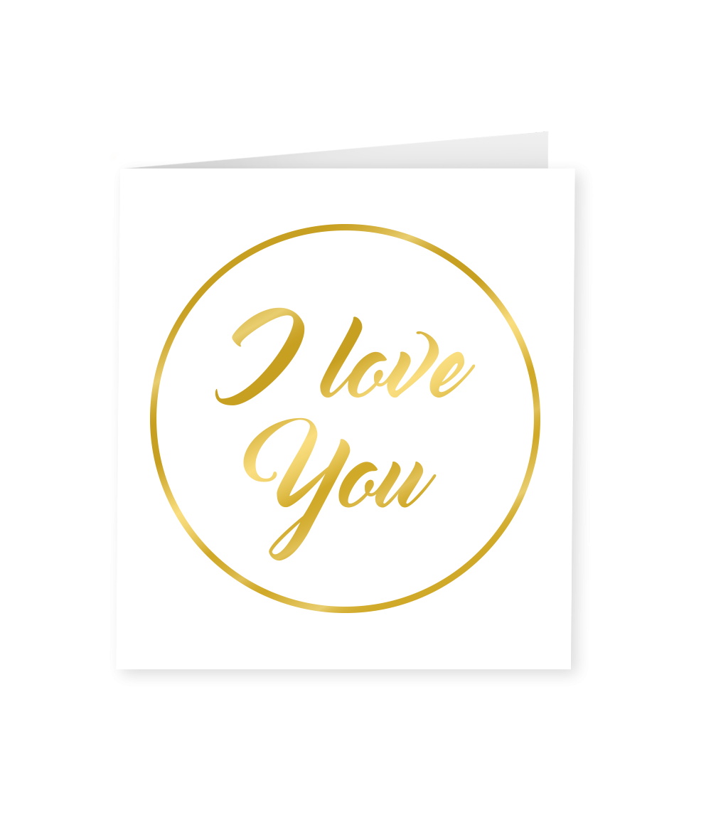 Kaart I Love You Goud Wit 15cm