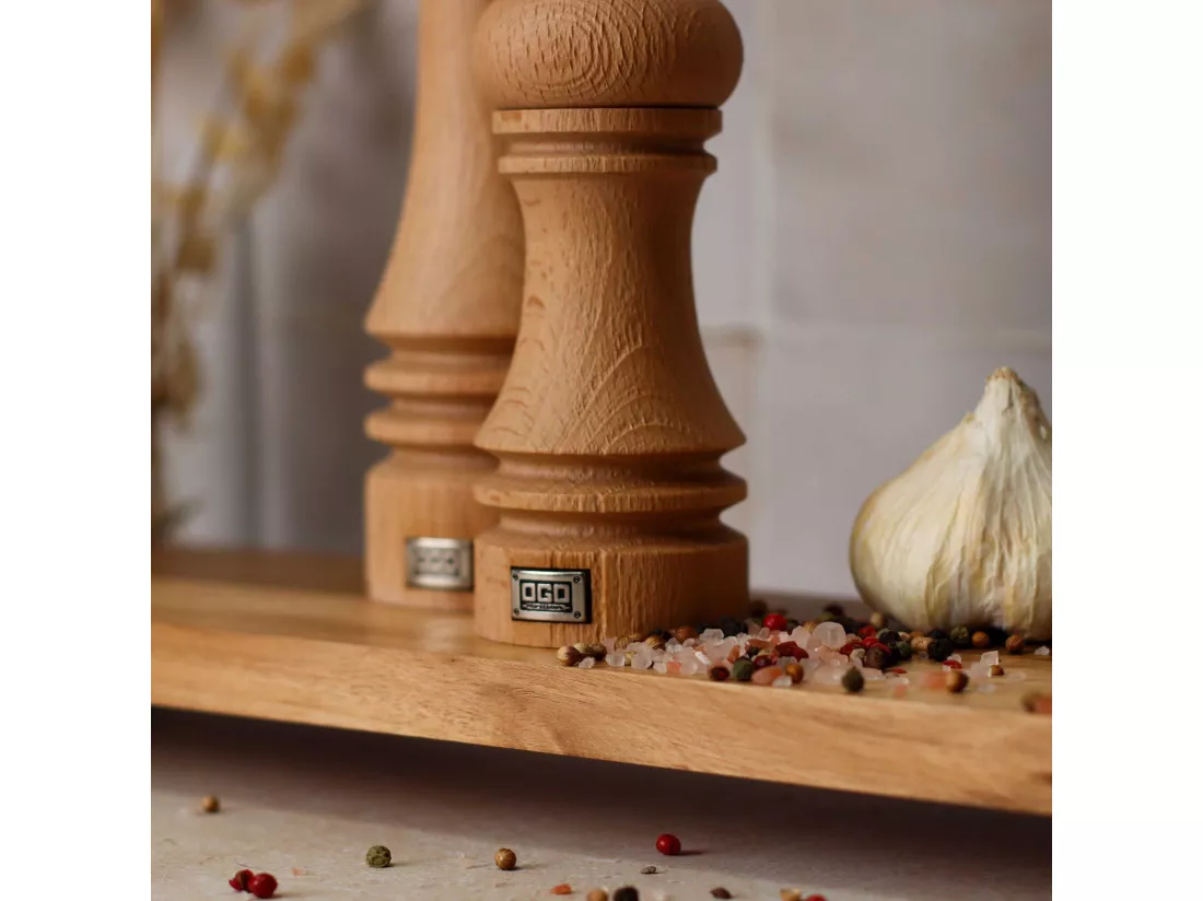 Ogo Living - Moulin A Sel Recycle 23cm En Bois De Hetre Naturel