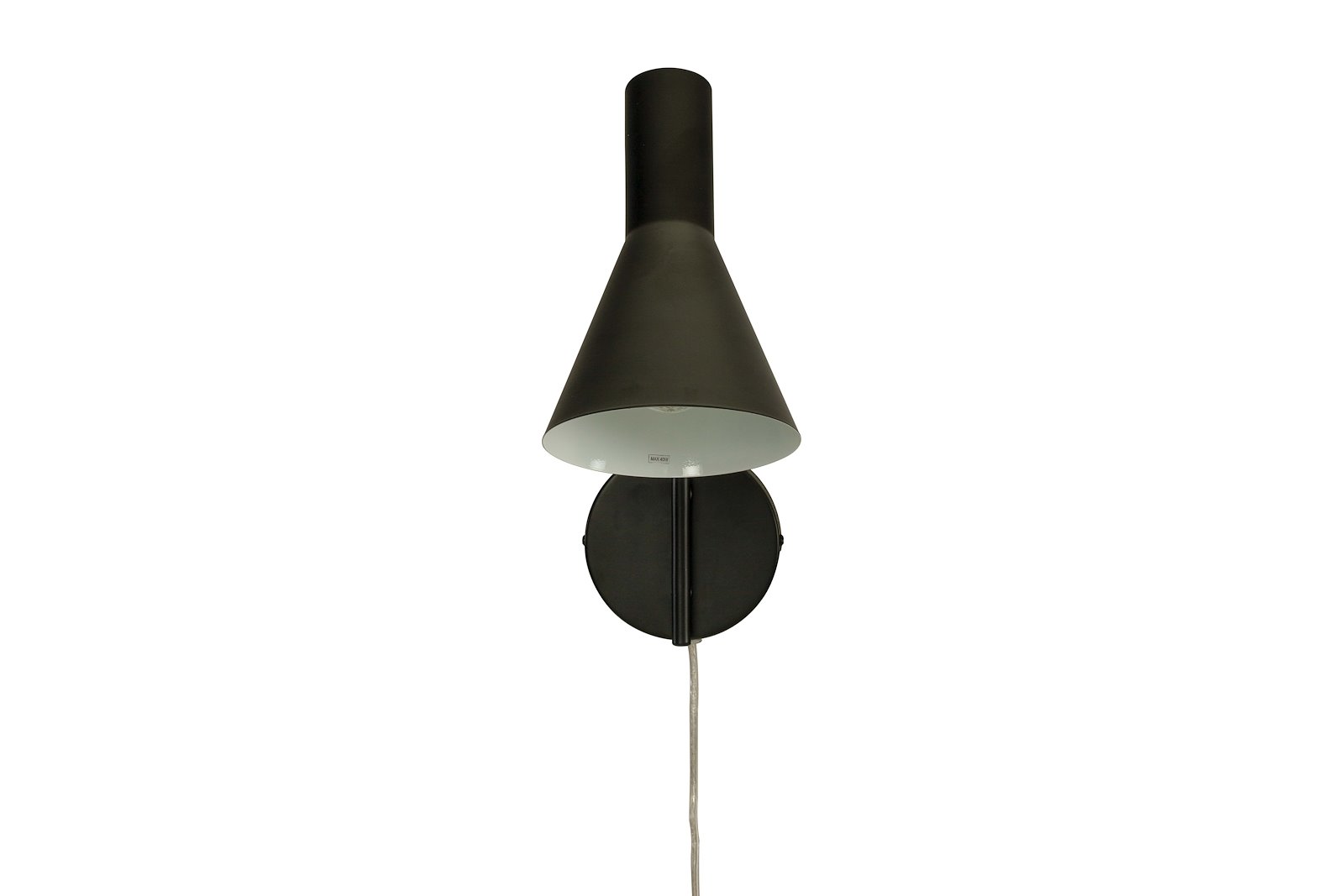 Ceres vegglampe Sort med ledning og bryter E27 max 40W