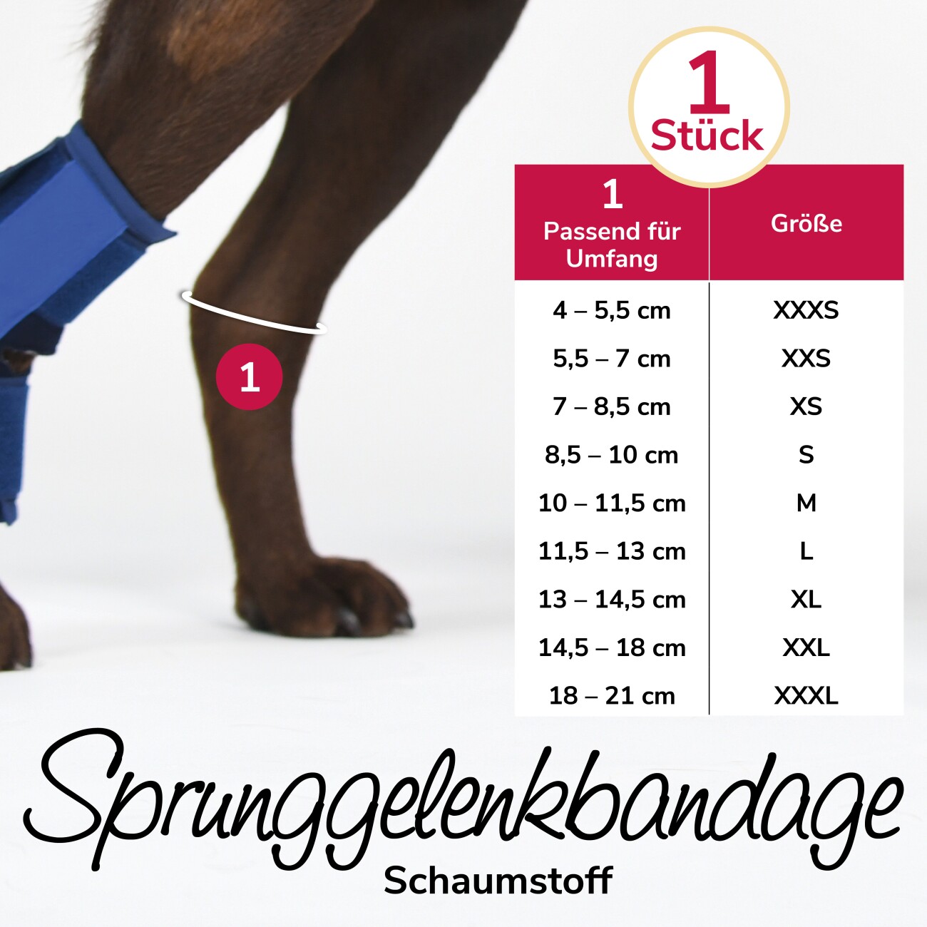 HerzensTier Sprunggelenkbandage Schaumstoff XS