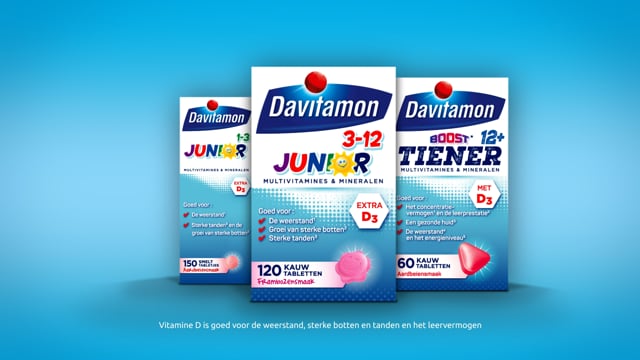 Davitamon Multi Boost 12  Kauwtabletten Aardbei 2x60KTB