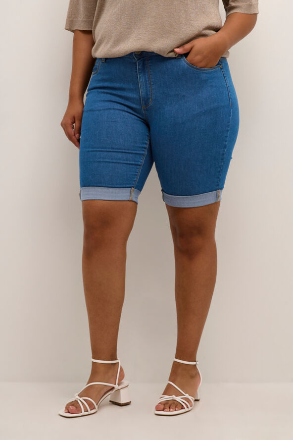 Kaffe Curve KCvicka Jeans Shorts Medium blue washed denim