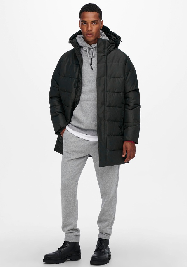 ONLY & SONS Steppjacke »ONSCARL LIFE LONG QUILTED COAT NOOS OTW« mit Kapuze