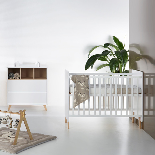 Chambre DUO Lit 70x140 Commode LOFT Blanc - QUAX