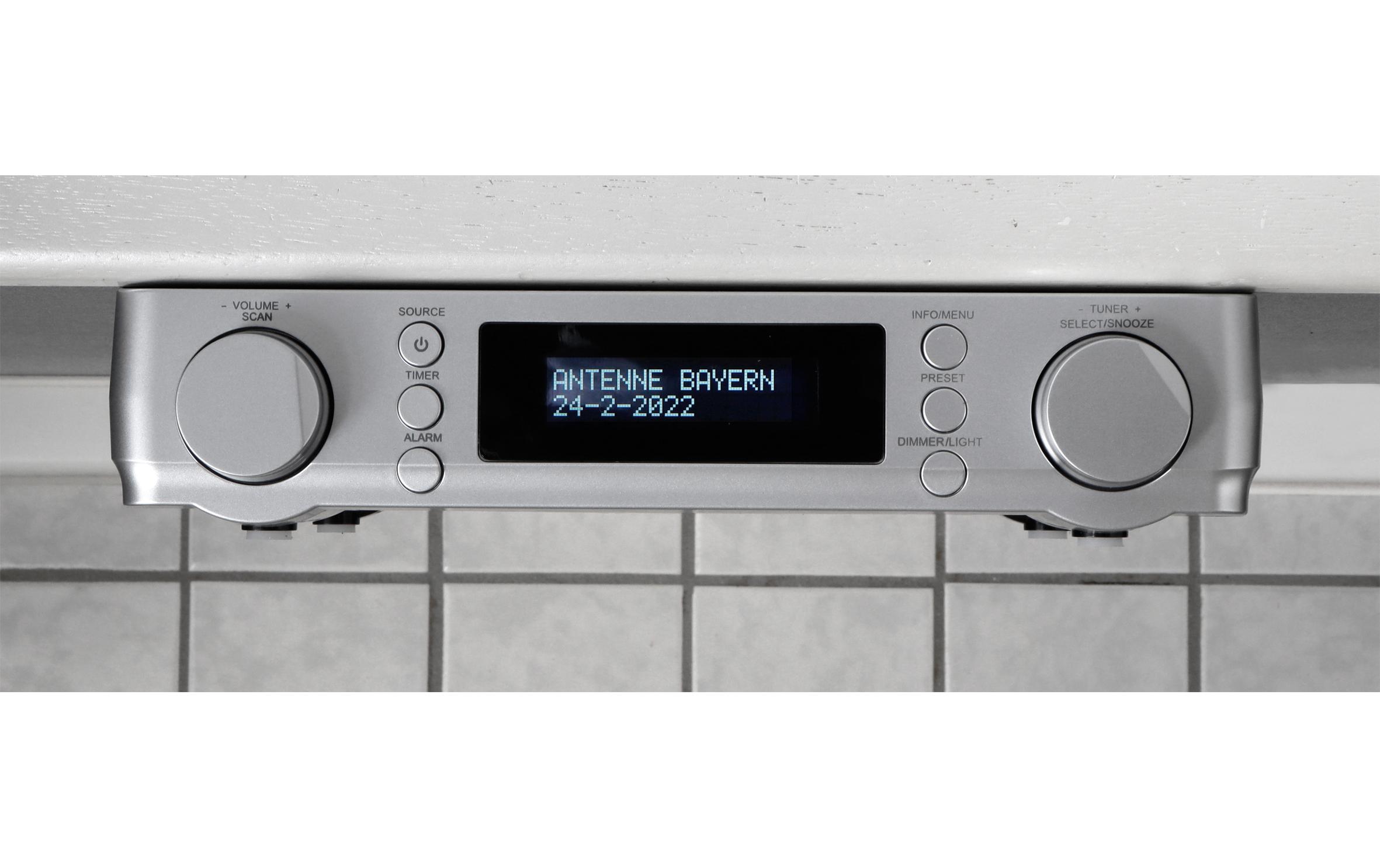 Küchenradio UR2022SI SilberUnterbauradio für die Küche mit DAB+/UKW, LED-Arbeitsplatzbeleuchtung
