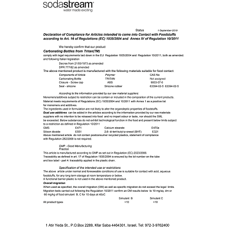 SodaStream 1 liter Fuse DSW flaske
