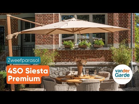 4 Seasons Zweefparasol Siesta premium 300x300 cm. - beach|dark woodlook