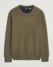 Polo Ralph Lauren Textured Cotton Crew Neck Sweater Cargo Olive Heather