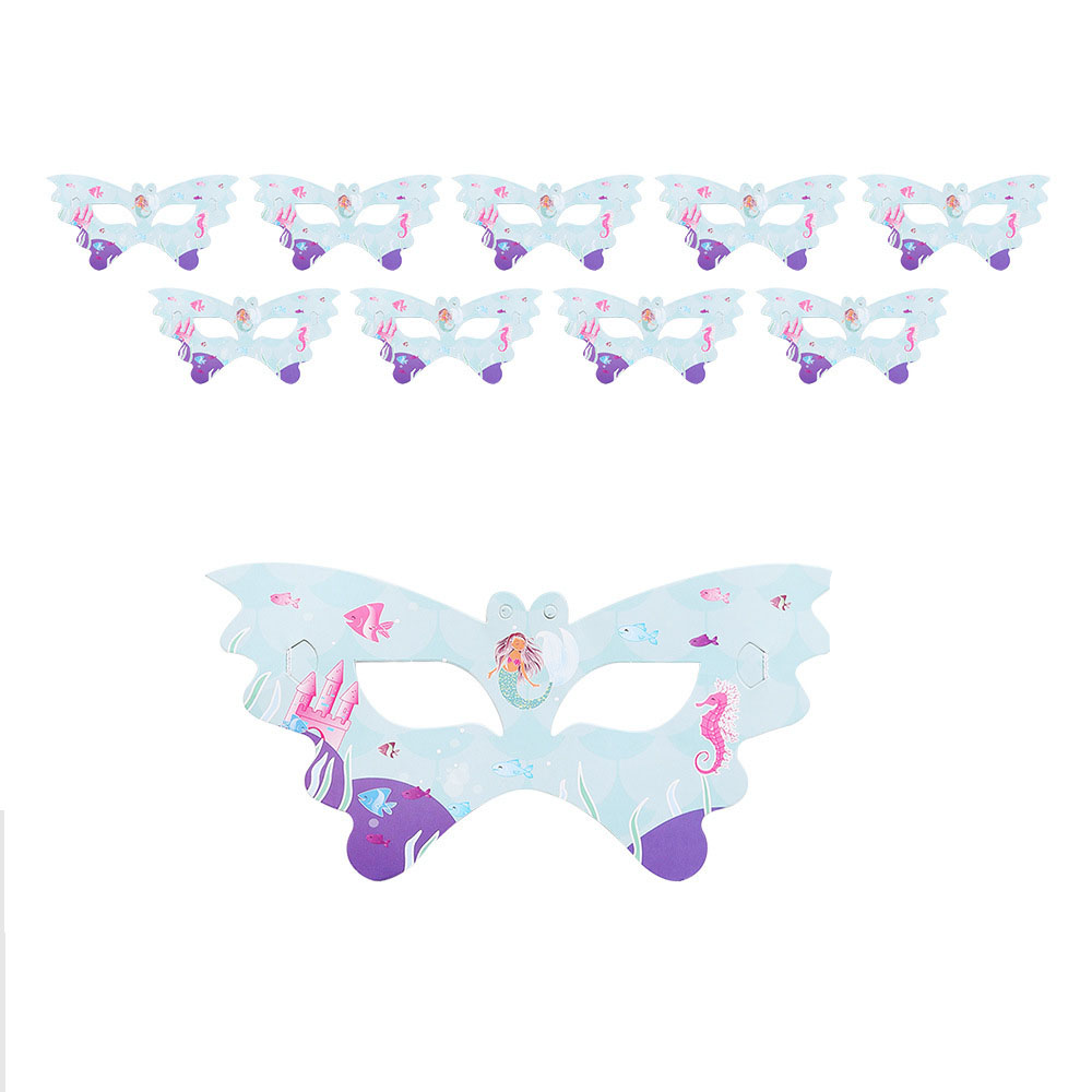 (136-tlg. Set) Einweg Geschirr Kinder Party Tisch Deko inkl. Teller / Einladungskarten / Partyhut / Maske / Strohhalm / Girlande - Meerjungfrau