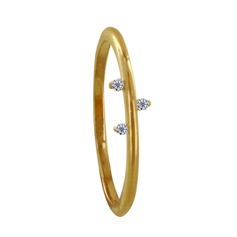 Bague Plaqué Or Trois Mini Strass Ronds