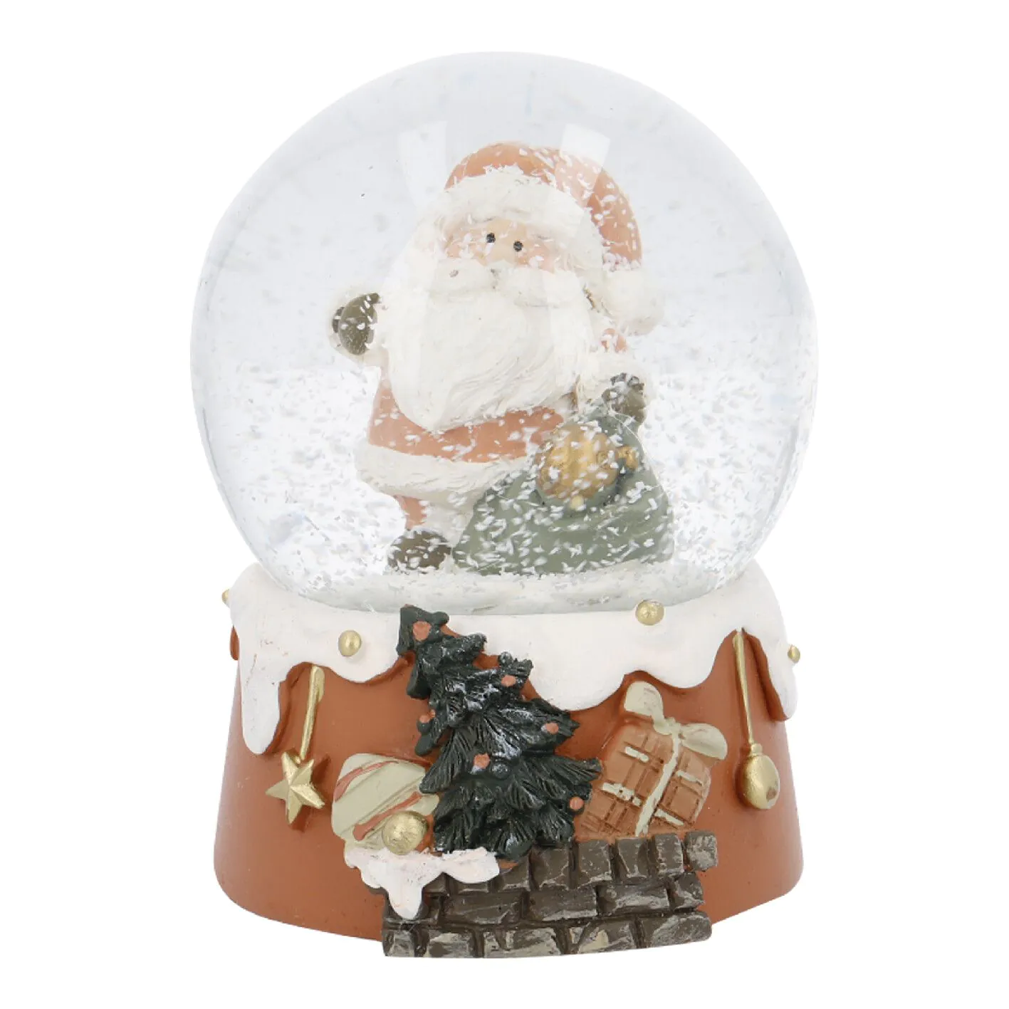 Schneekugel Weihnachtsmann, Sack, 6.5 x 9 cm
