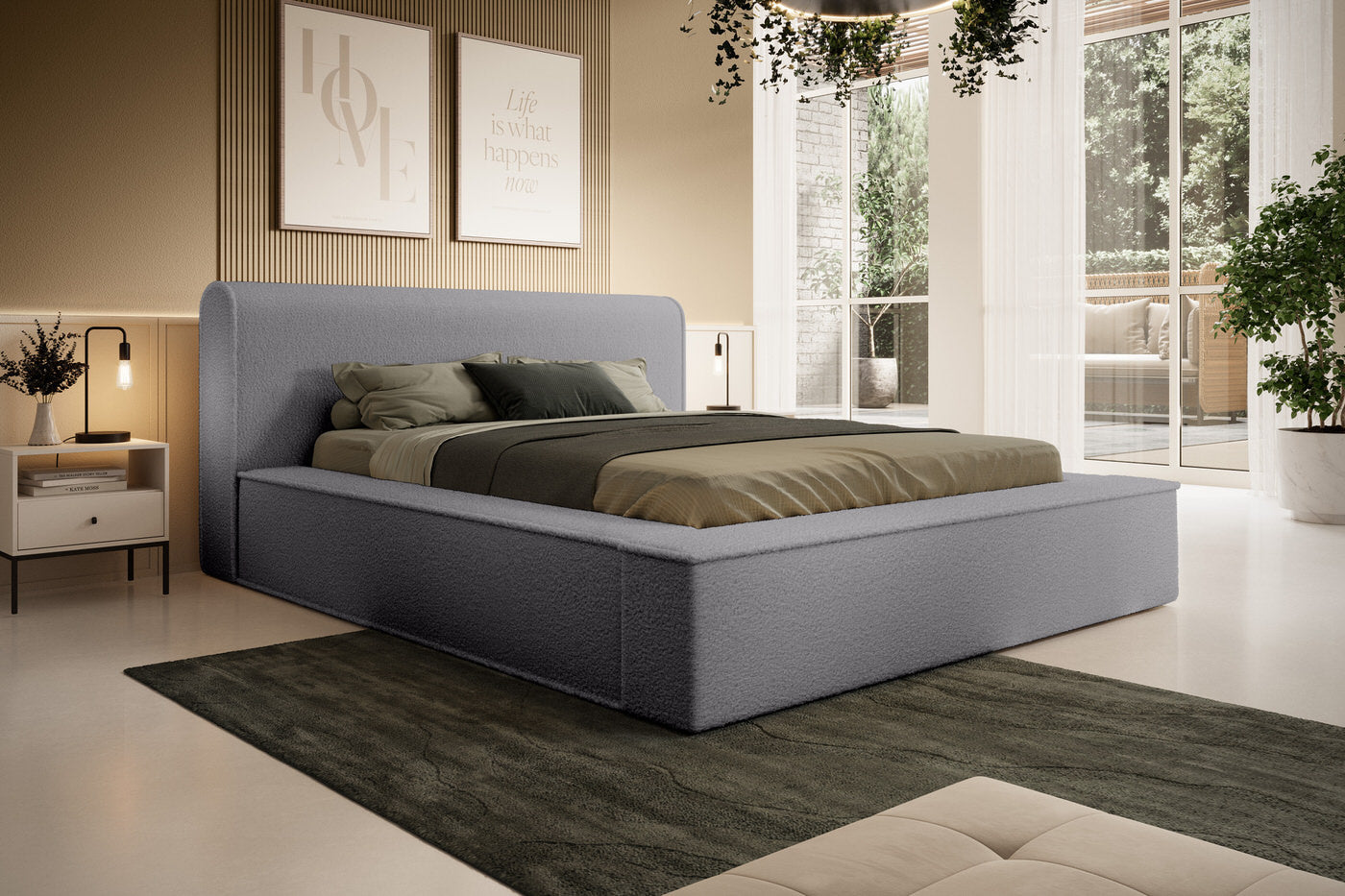 Trae Mobler Fatima 140 x 200 cm Gestoffeerd Bed Tingrijs