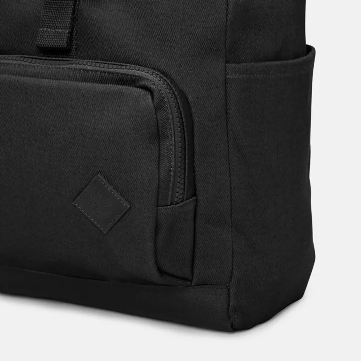 Sac à dos en toile et cuir pour femme en noir