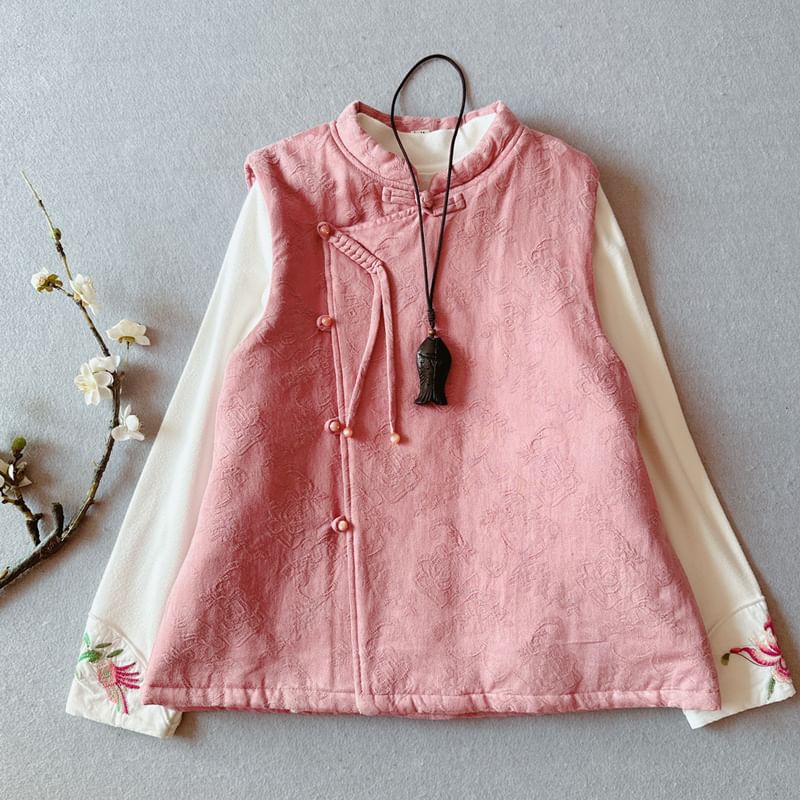 CosmoCorner - Hanfu-vest met geborduurde kikker en knopen